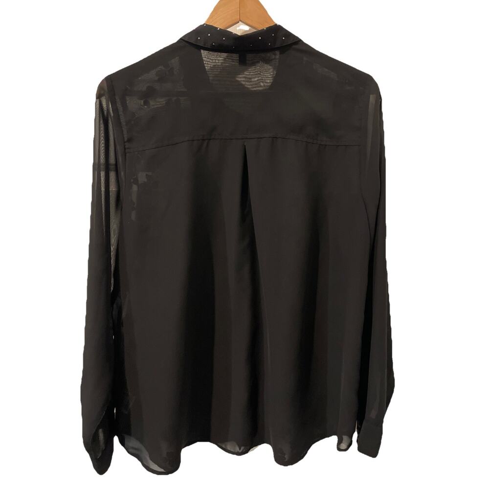 Jessica Simpson Women's 1X Floral Sheer Blouse With Collar - Picture 2 of 7